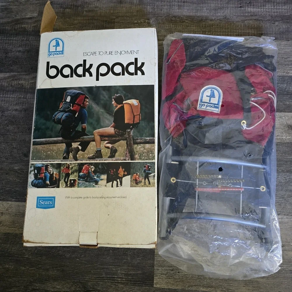 Vintage Sears Go Pack III Backpack Nylon External Aluminum Frame Japan Box Prop